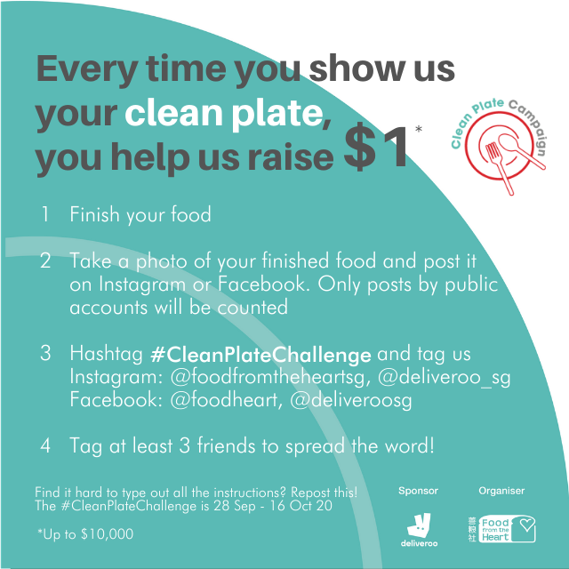 Every time you show us your clean plate, you have us raise $1*