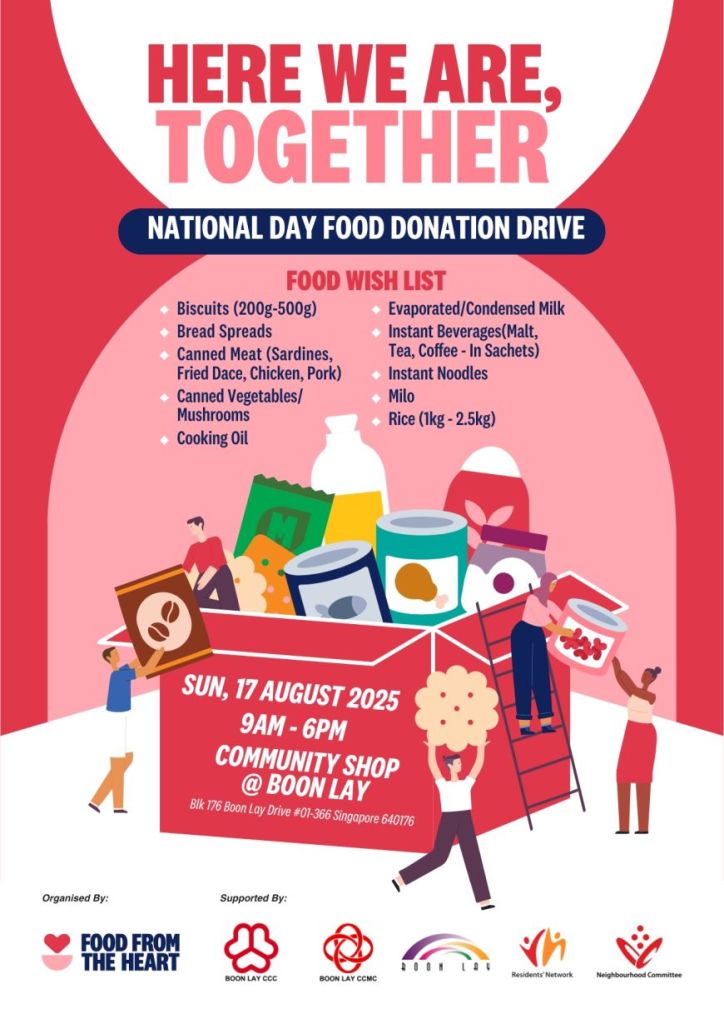 Food from the Heart's National Day Food Donation Drive to raise food for the less-fortunate in Singapore